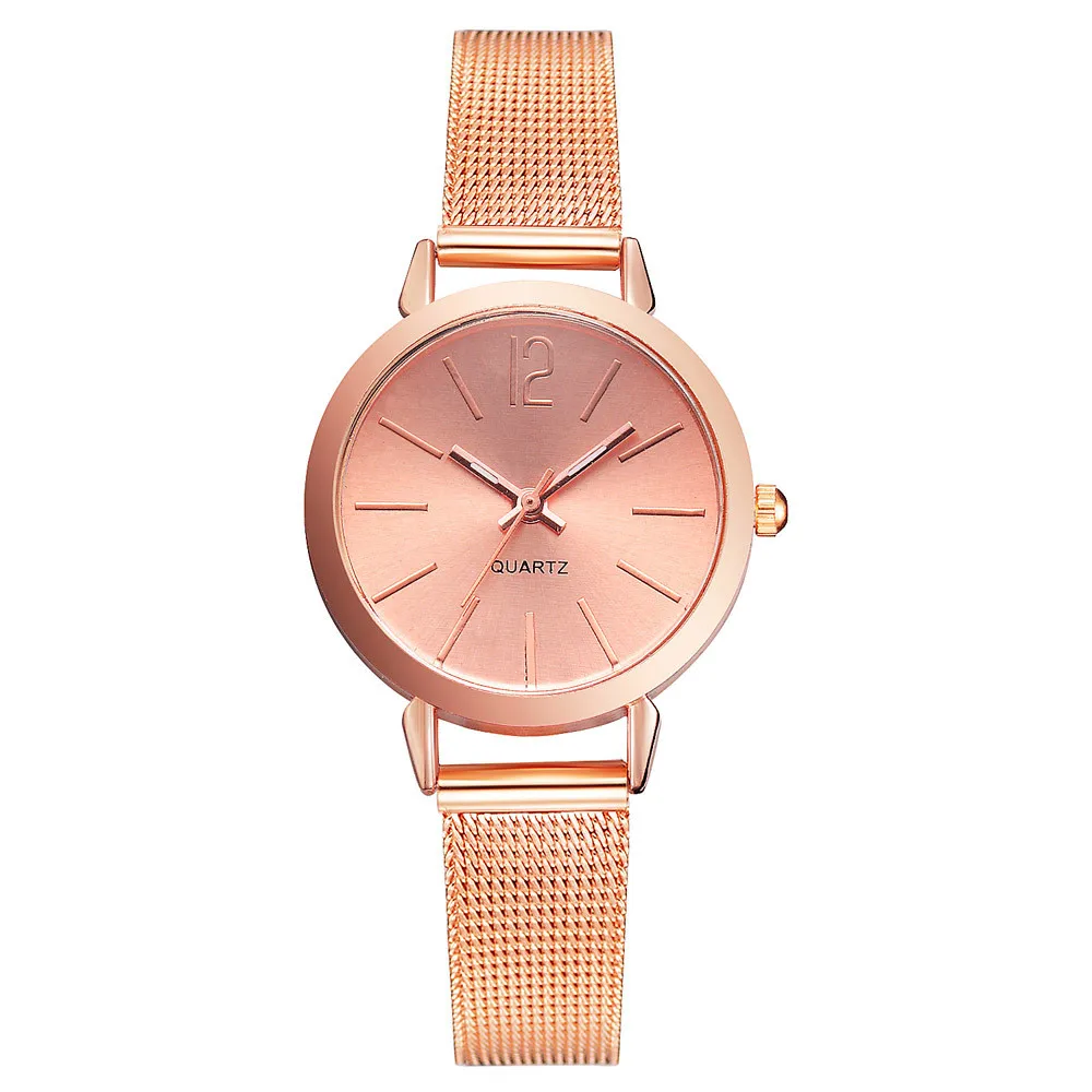 

Watch Women Stainless Steel Mesh Band Analog Quartz Wristwatch Fashion Luxury Ladies Golden Rose Gold Watch Clock