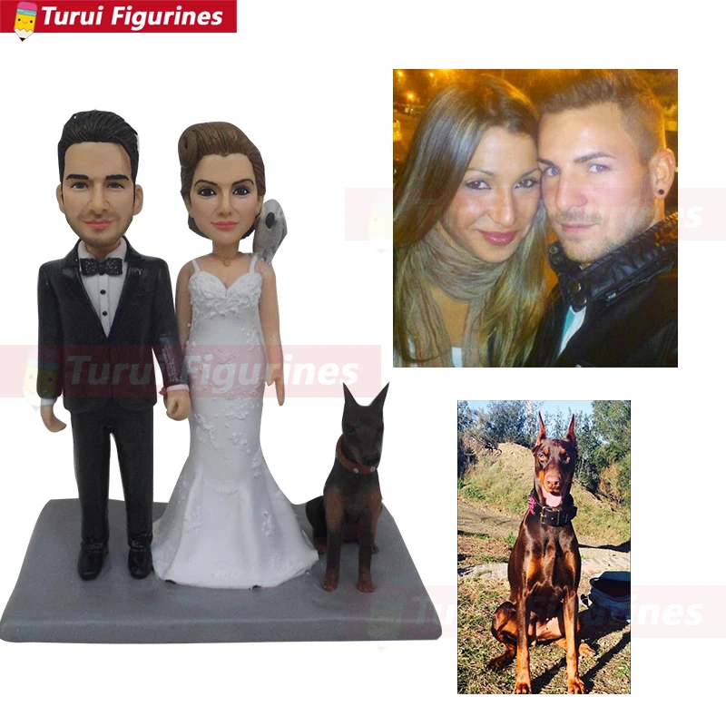  Turui Figurines custom wedding invitation cake topper dress suits ring personalised with name and d - 33056331023