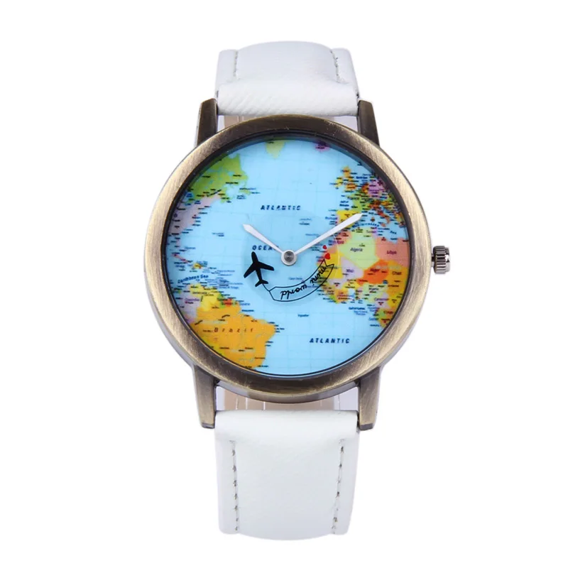 Fashion Travel Watch Women Plane and Map Denim Fabric Band Clock 7Colors horloges vrouwen relogio mapa