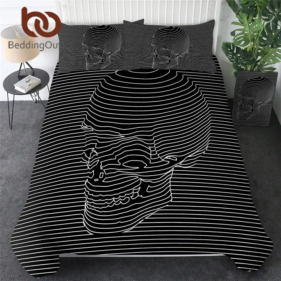 BeddingOutlet Skull Comforter Cover for Adult Stripes