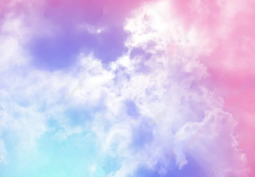 rainbow cloud sun pastel colored Background polyester or Vinyl cloth High quality Computer print ...