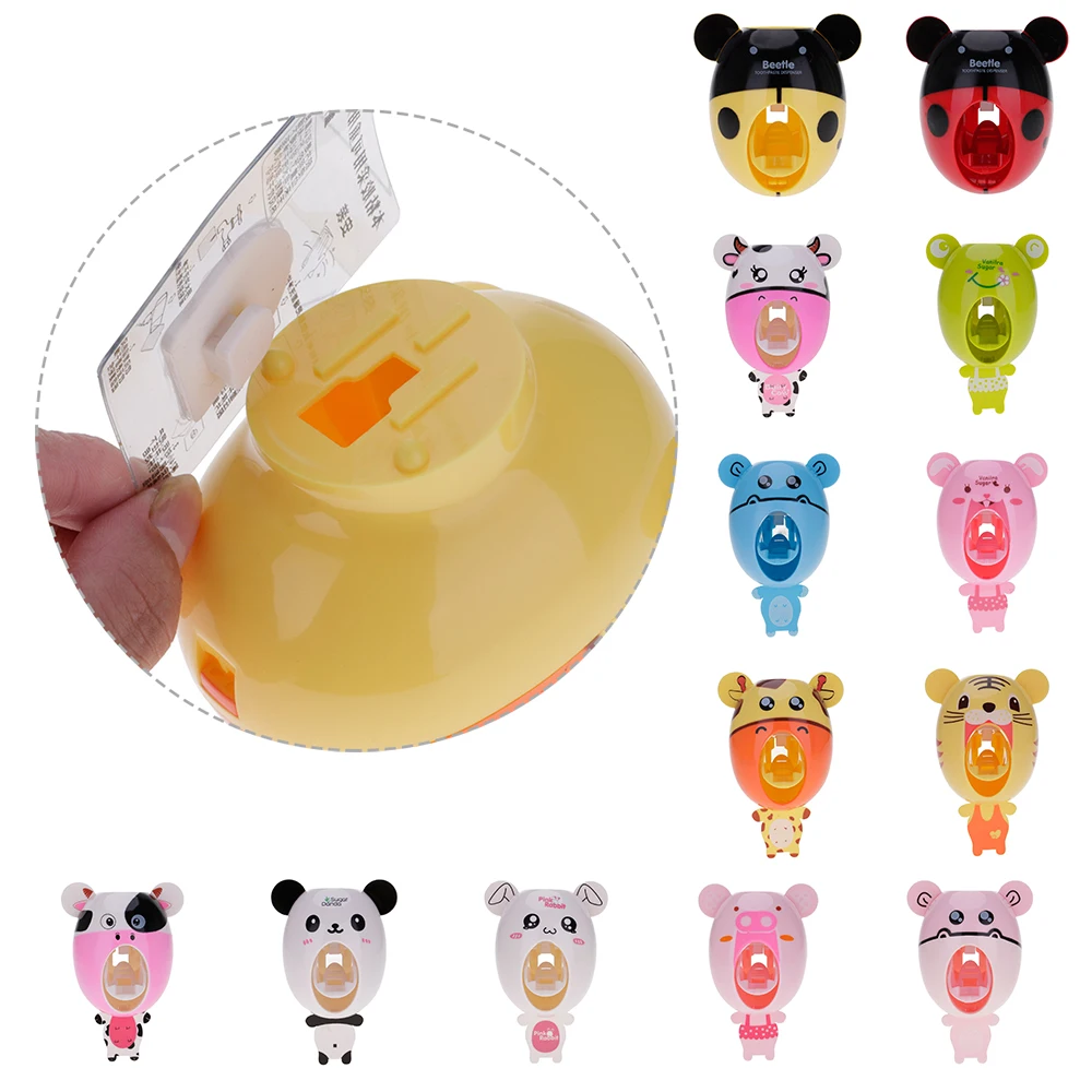 

High-quality double-sided adhesive cute automatic toothpaste dispenser device, easy to squeeze wall mounted children's gifts