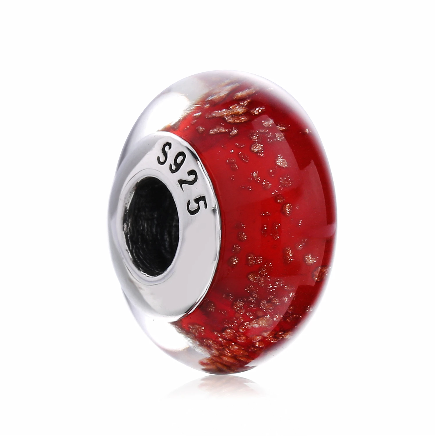 Ajax Charm серебряные бусины 925 пробы красные муранские стеклянные подходящие
