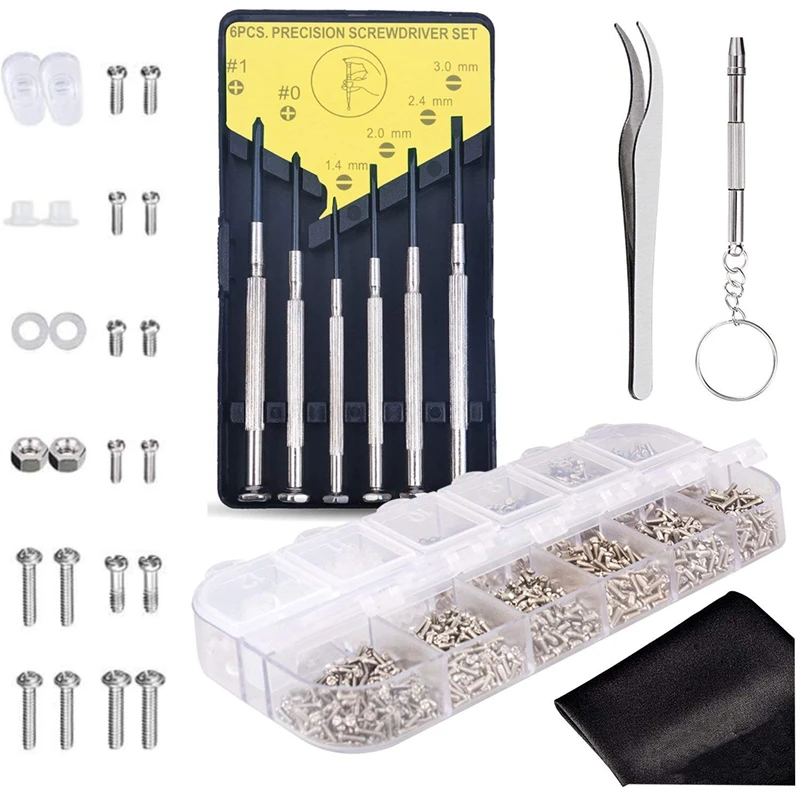 Stainless Steel Micro Glasses Sunglass Watch Spectacles Phone Tablet Screws Nuts Screwdriver Repair Tool Set Kits 4