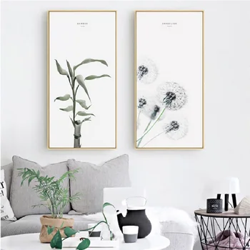 

Abstract Nordic Plants Peaceful Bamboo Dandelion Eucalyptus Rose Petal Colorful Calm Canvas Poster Painting For Home Decor M45