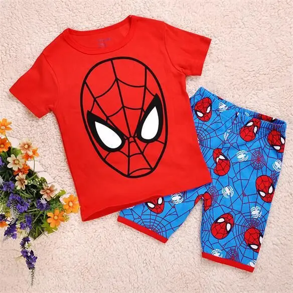 Новинка; комплект детской одежды; Пижама с короткими рукавами и рисунком для маленьких мальчиков; летние детские хлопковые пижамы; одежда для сна для мальчиков - Цвет: Многоцветный