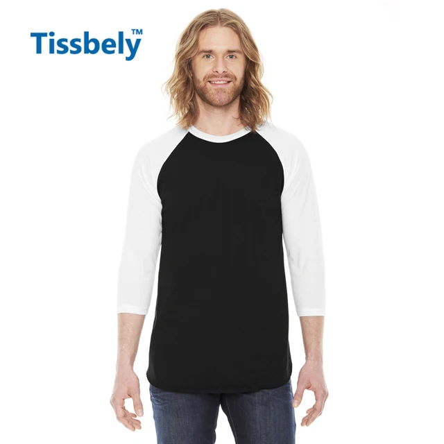 Download Tissbely Casual Men T Shirt Raglan 3/4 Sleeve Solid Color ...