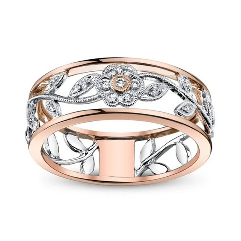 

Silver Plated Flower Crystal Brand Ring For Women Wedding Bands Engagement Statement Ring Jewelry Dropshipping