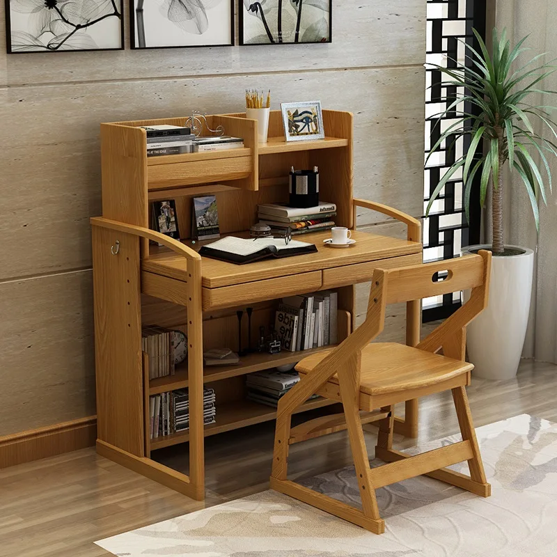 Reel Enfant Peut Soulever Etudiant Bureau Etude Table Des Chaises En Bois Massif Bibliotheque Enfants D Ecriture Costume Aliexpress