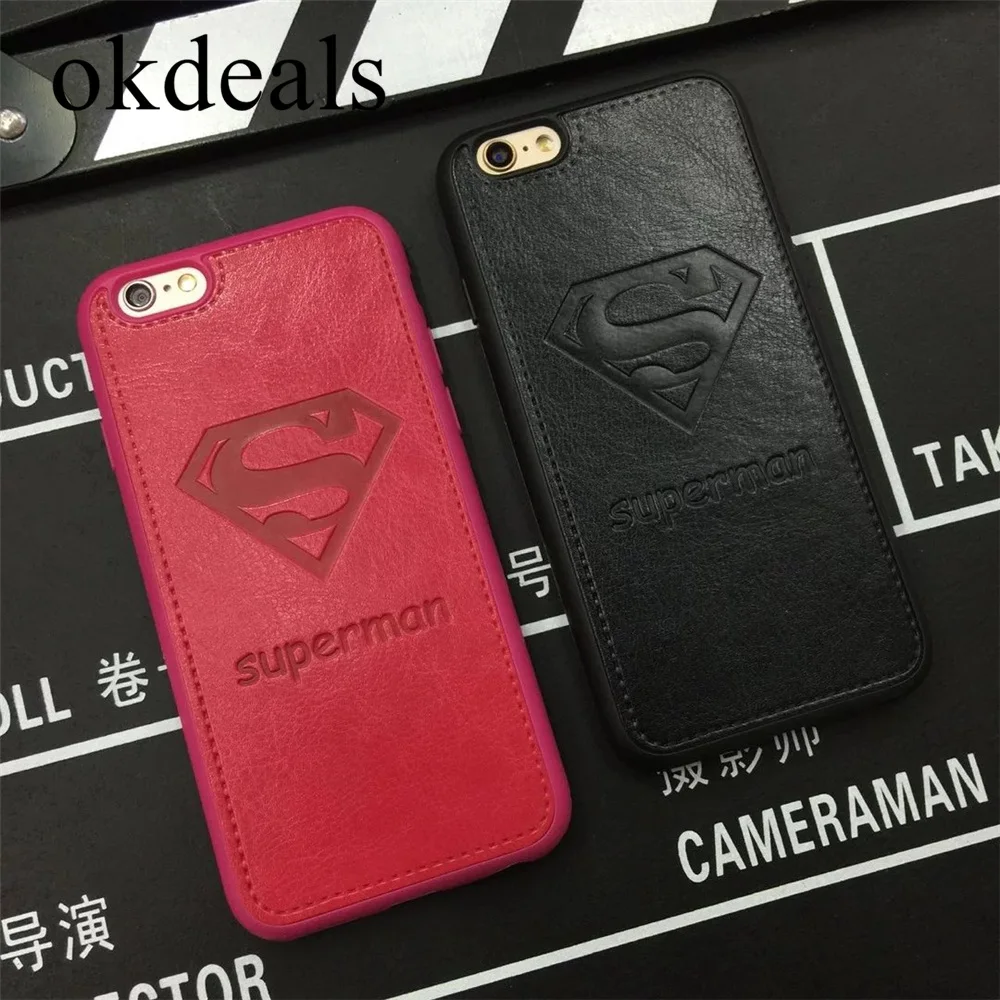 

Superman Soft Silicone Black PU Leather phone Case For iphone X 7 8 Plus Superwoman pink Back Cover for iPhone 7Plus case Fundas