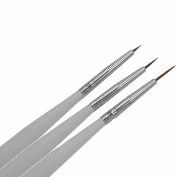 WUF 3Pcs Acrylic French Nail Art Liner Painting Drawing Pen Brush Tool Set Kit
