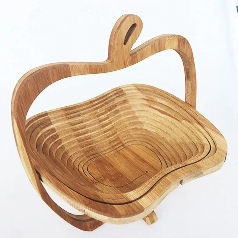 Новинка Складная бамбуковая корзина в форме яблока складная корзина для фруктов