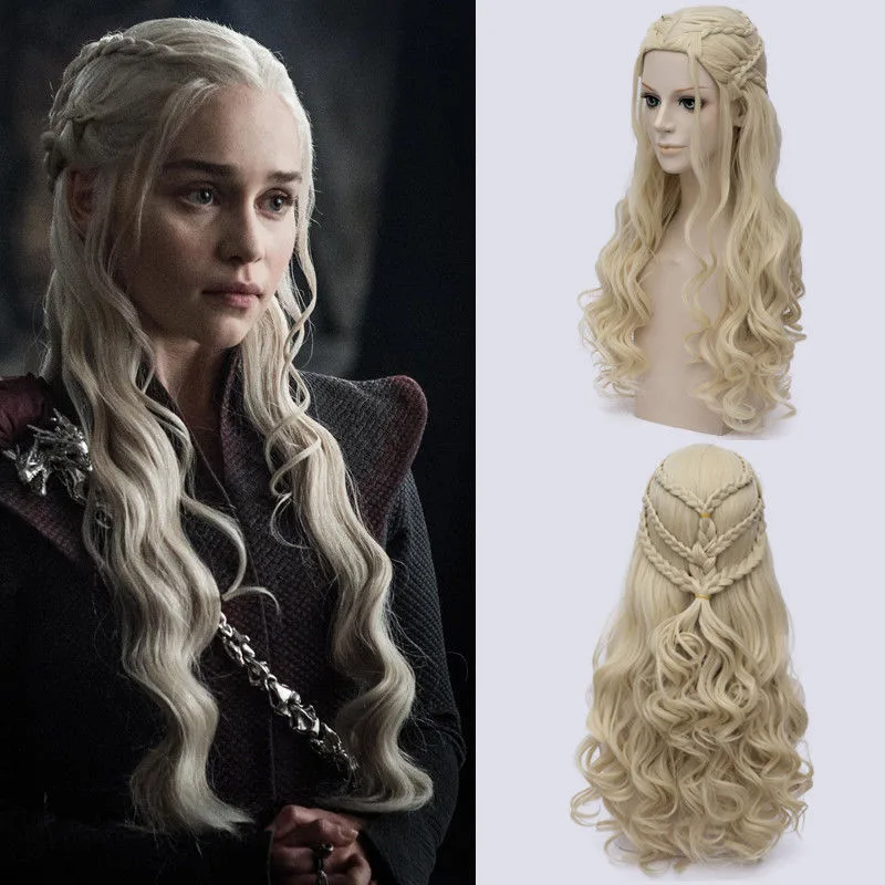 Tanie Gra o tron daenerys targaryen peruka do cosplay syntetyczny z długich włosów falisty smok matki peruki kostium na halloween dla kobiet