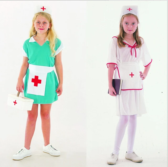 Kids Children Nurse Doctor Medical Fancy Dress Up Girl Costume Outfit Halloweenin Kids Costumes