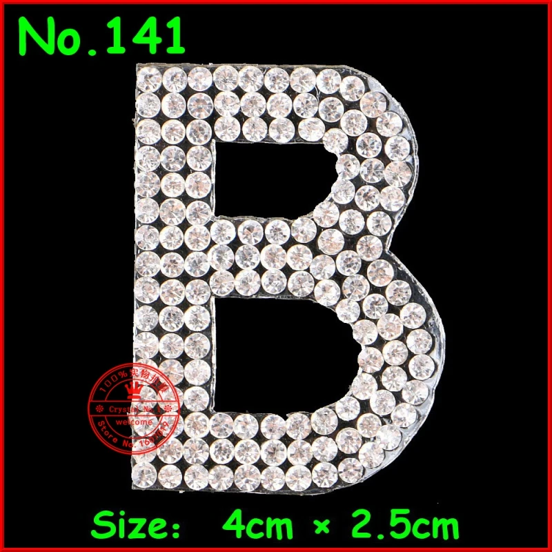 1 pcs/Lot English Alphabet B Letter Crystal Motif hotfix Rhinestones Patches For Children Women