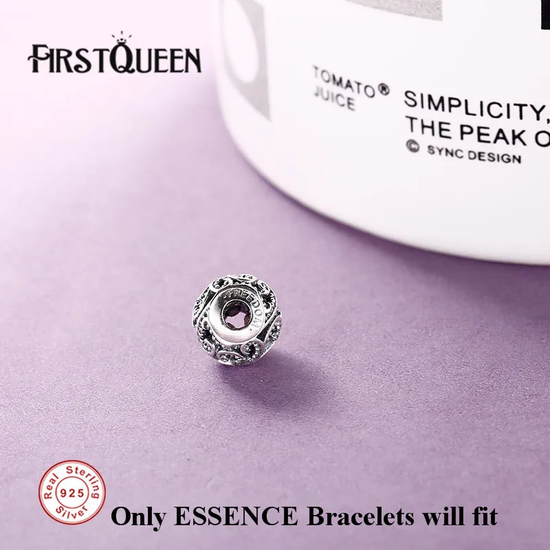 

FirstQueen High Polishing Sterling Silver Essence Freedom Bead Fit 925 Brand Essence Bracelet Bangle Fine Jewelry