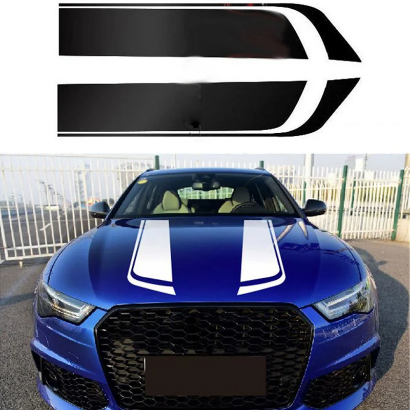 

1 Pair Sports Engine Cover Stripe Car Stickers and Decals Universal Auto Styling Racing Vinyl Car Accessories