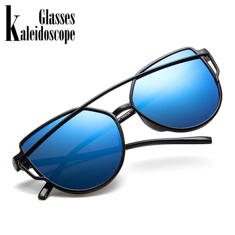 

Cat Eye Sunglasses Twin-Beams Women Vintage Mirror Reflective Flat Brand Designer Retro Glasses Pink Sun Glasses UV400 Eyewear