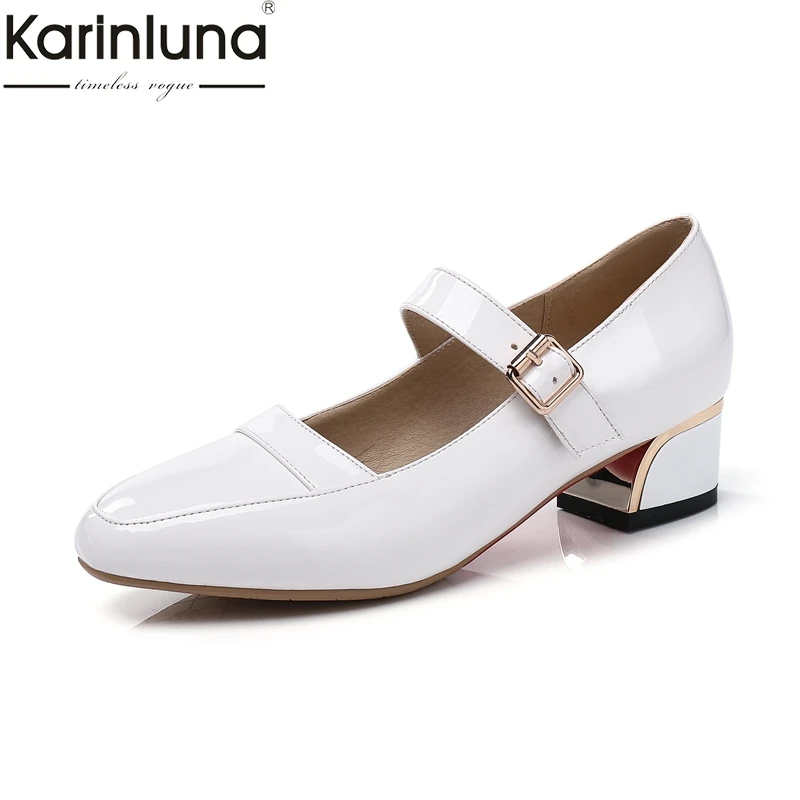 

Karinluna 2019 plus size 31-43 dropship elegant lady chunky heels women's Shoes Woman fashion leisure mary janes pumps