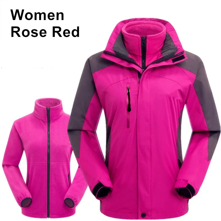 RAY GRACE Мужская лыжная куртка водонепроницаемая ветрозащитная зимняя теплая куртка для катания на горных лыжах сноуборд куртка для женщин Пешие прогулки - Цвет: Women Rose Red