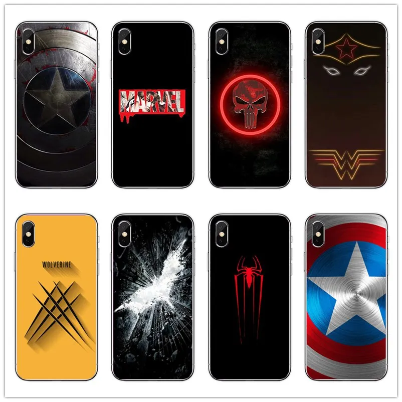 

Marvel Superheroes Batman SpiderMan Iron man Deadpool Hard cover case Plastic For iPhone 4 5 6 7 8 Plus X back Fundas Coque