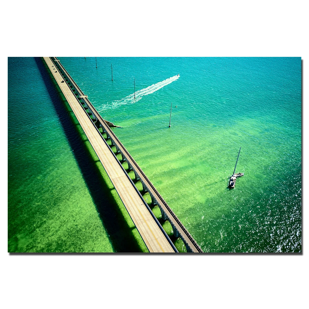 DIY рамка Холст Картина семь миль мост Флориды ключи Пейзаж Плакат настенные