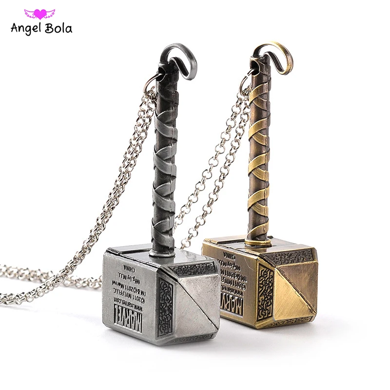 

Vintage Thor Hammer Necklaces Pendants Punk Thor Quake The Avengers alliance Dark World Necklace Men women Silver Gold color
