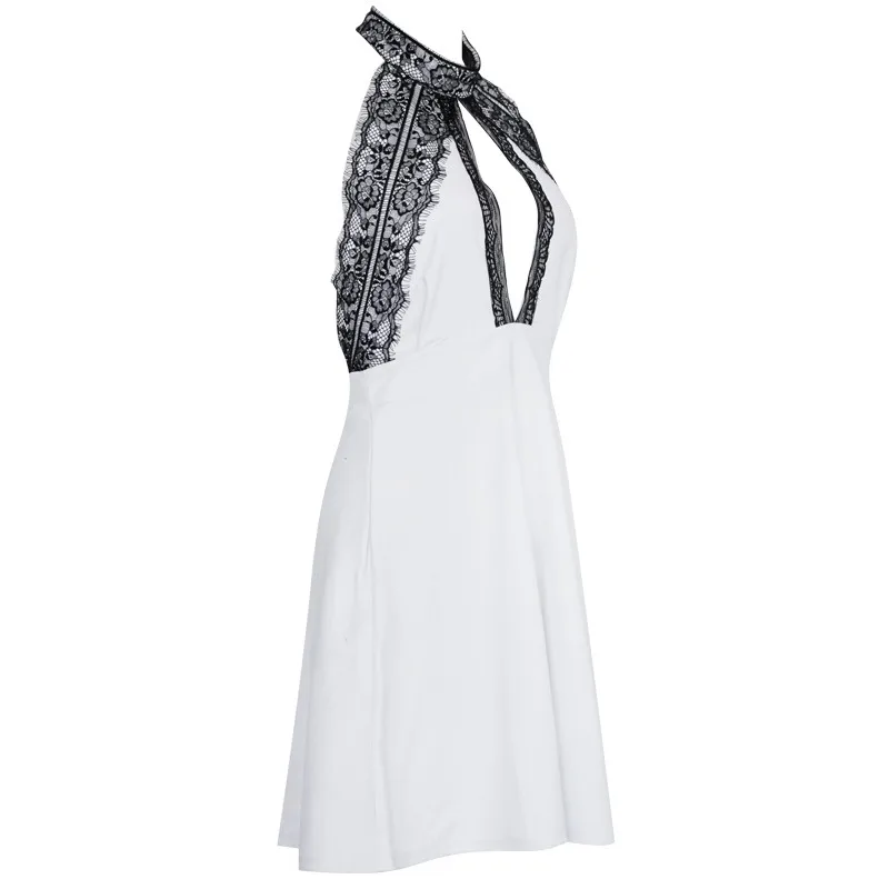 2016 New Cut Above Knee O-Neck Backless Woman Summer Dresses Sleevelss A-Line White Women's Casual Party Dress Vestidos W850460 (4)