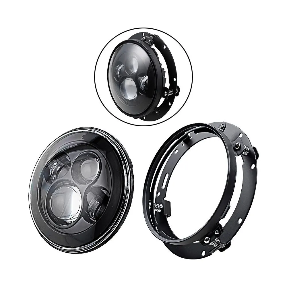 

Black 7'' led motorcycle headlight with 7INCH Headlight Mounting Ring Bracket for Harley Electra Glide Street FLHTC