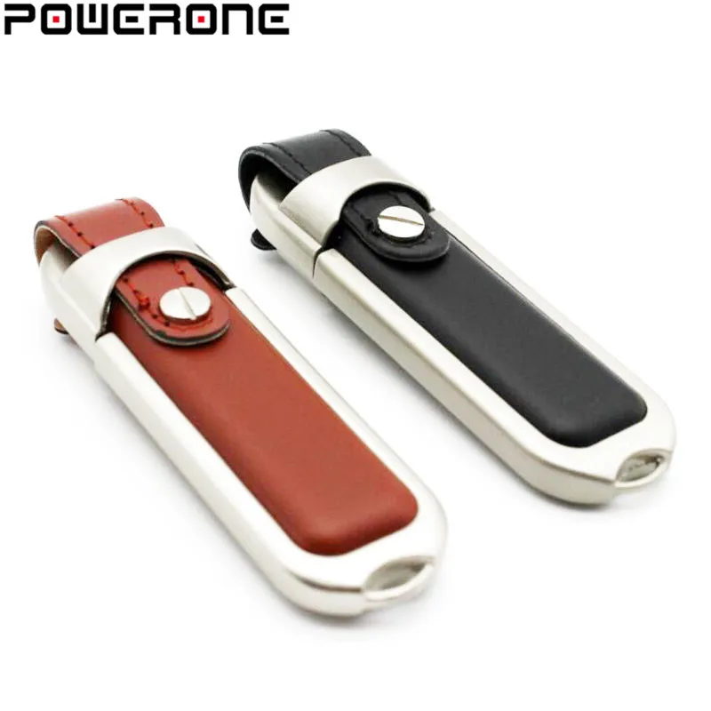 

POWERONE 100% New metal leather pendrive usb flash drive 32GB 16GB 64GB USB 2.0 Memory Stick Pendrives U Disk fashion fur case