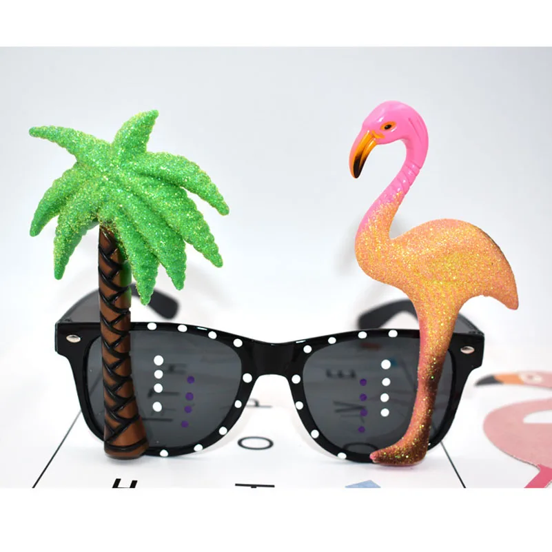 Летнее украшение для вечеринки, подарок для детей, солнцезащитные очки с изображением цветка солнца, единорога, вечерние очки, очки для костюма, солнцезащитные очки, реквизит для фотосъемки на день рождения - Цвет: flamingo tree