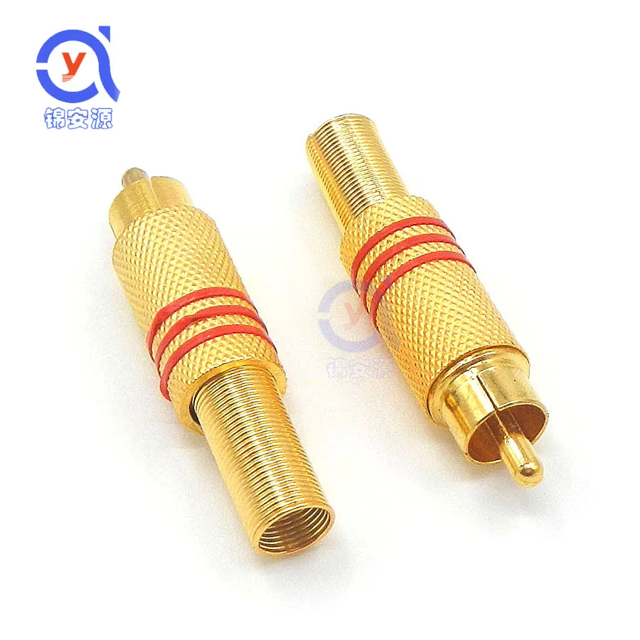 

6pcs RCA male connector RCA plug to 2pin non-welded connector RCA connect to closed-circuit television