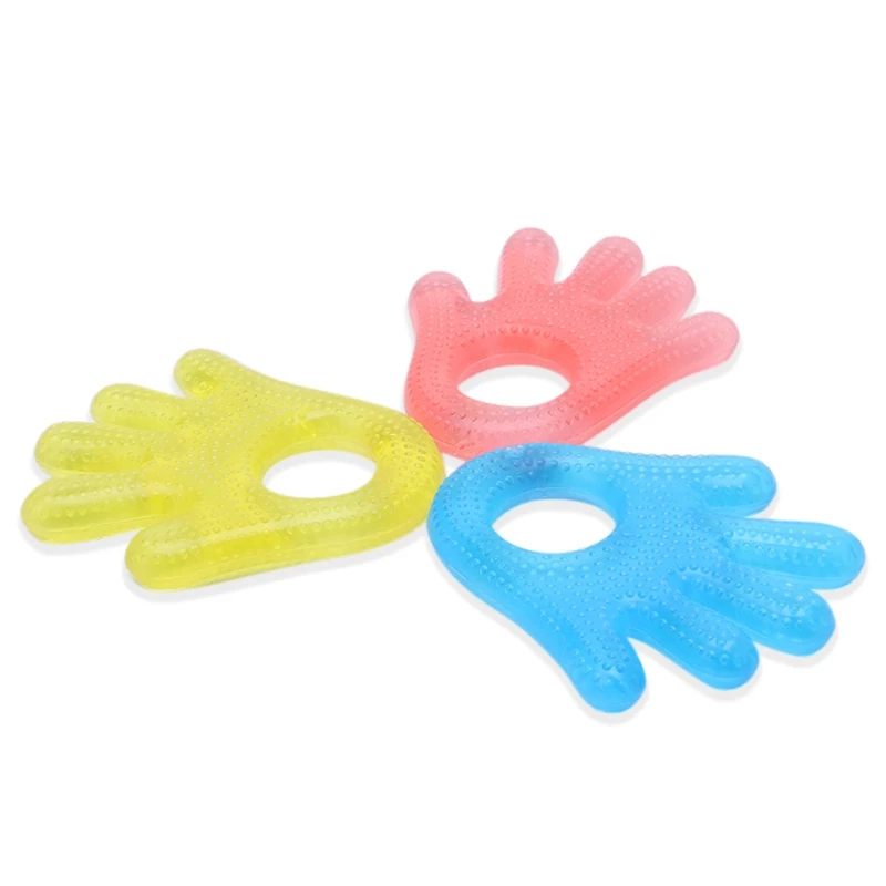 Babies Infant Plam Shape Teether Water Filled Baby Food Safe Silicone