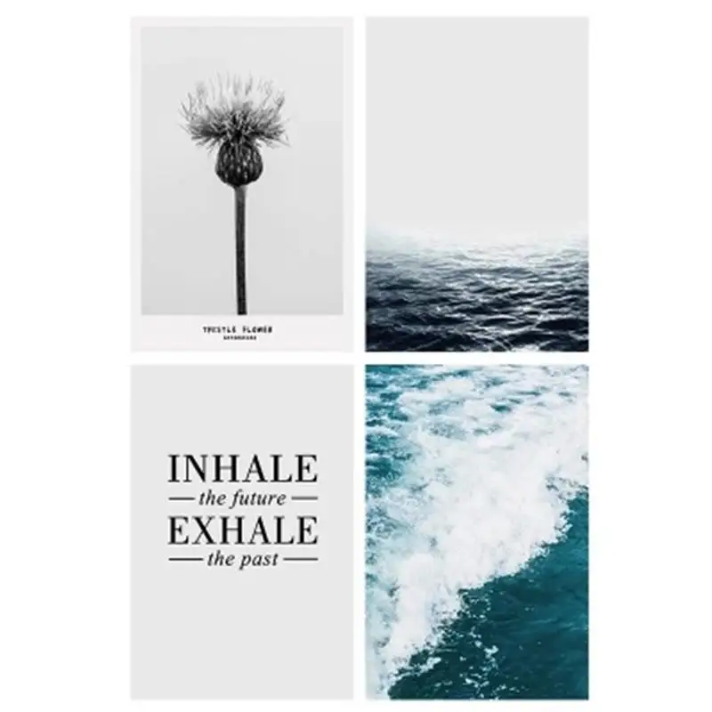 

RuoGuan Modular Picture Nordic Style Quotes Poster sea Dandelion Canvas Painting Print Home Decoration No Frame SH-614