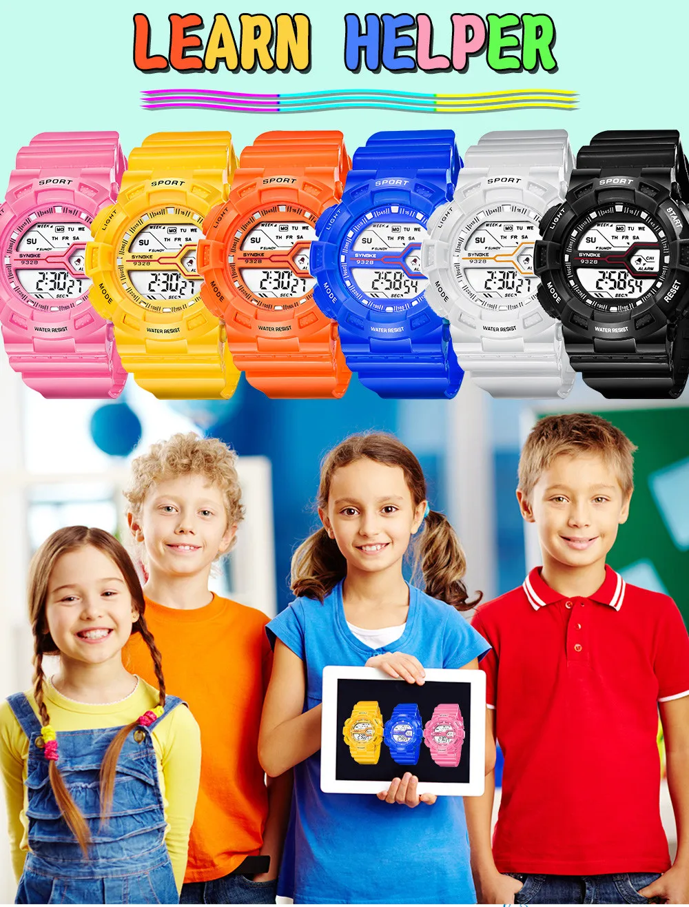 SYNOKE детские часы 2019 для мальчиков студенческие водонепроницаемые спортивные часы светодиодный цифровой наручные часы с отметкой даты