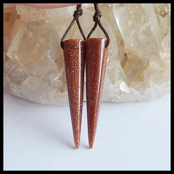 

Natural Gemstone Red Sand Sun Sitara Tube fashion woman Earring,38x8x8mm,5.5g