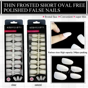 

1box/lot Ultra Thin Frosted Surface Short Oval False Fake Nail Art Acrylic Tips