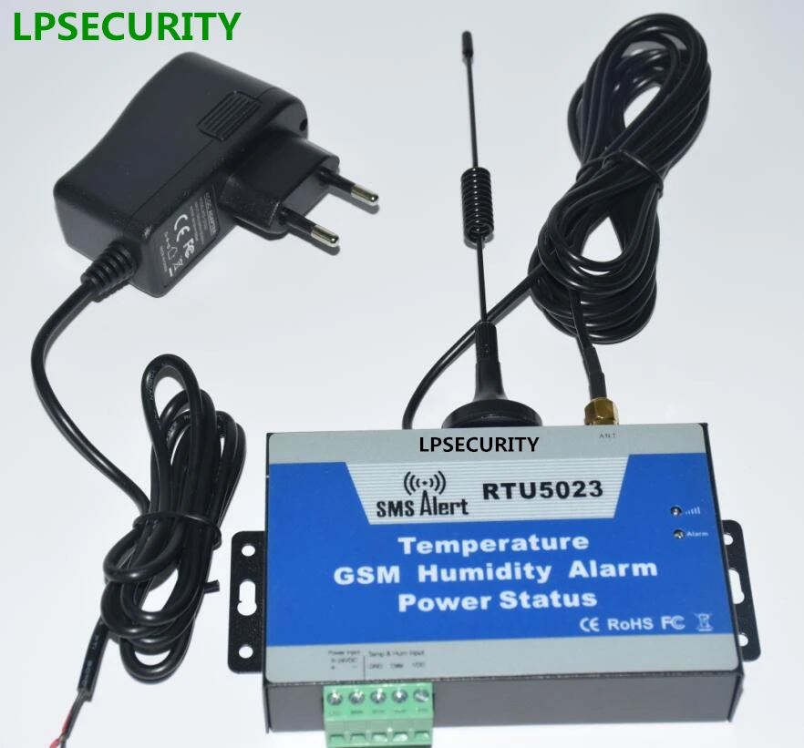 

LPSECURITY temperature, humidity, AC Power Status, Solar Power DC Voltage monitoring GSM SMS Alarm controller( 5m cable sensor)