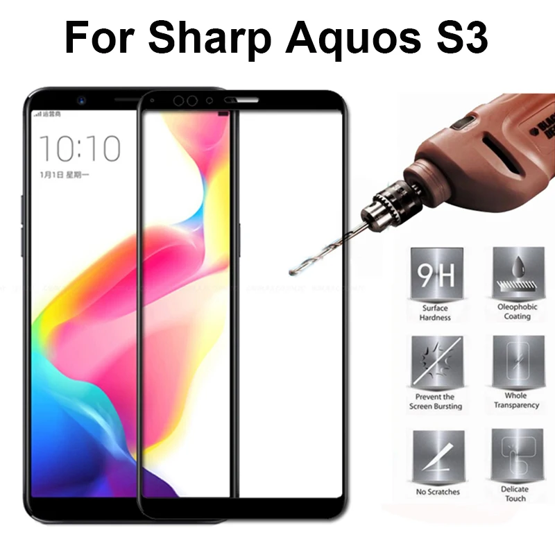2 шт. закаленное стекло для Sharp Aquos S3 защита экрана мобильного телефона 3D полное