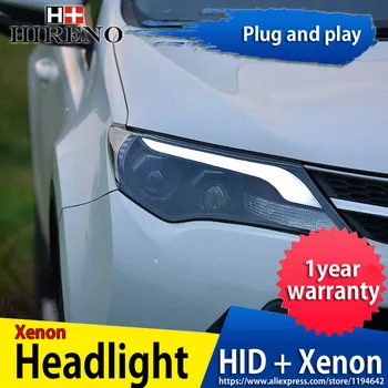

Hireno Headlamp for 2013-2015 Toyota RAV4 Car Headlight Assembly LED DRL Angel Lens Double Beam HID Xenon 2pcs