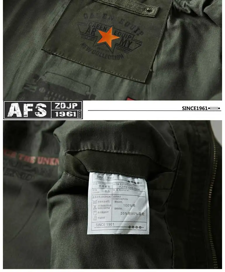 AFS JEEP брендовые военные армейские карго мужские куртки хлопок Весна Осень пальто Толстые стоячий воротник карманы дизайн деним свободные