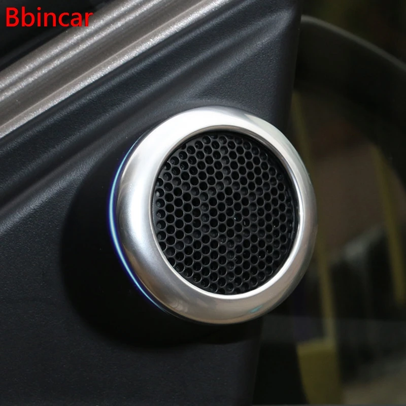 Bbincar ABS Chrome Interior Side Door Speaker Stereo Cover Ring Trims