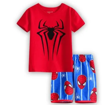 Новая детская одежда для мальчиков и девочек детские пижамы Летний комплект с короткими рукавами с рисунком Человека-паука, Минни, Лакки, детская одежда для сна - Цвет: 10