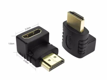 

50pcs/lot 90 Degree Right Angle Gold plated HDMI Adapter A type Male to Female for 1080p 3D TV HDTV HDMI Adapter Free Shipping