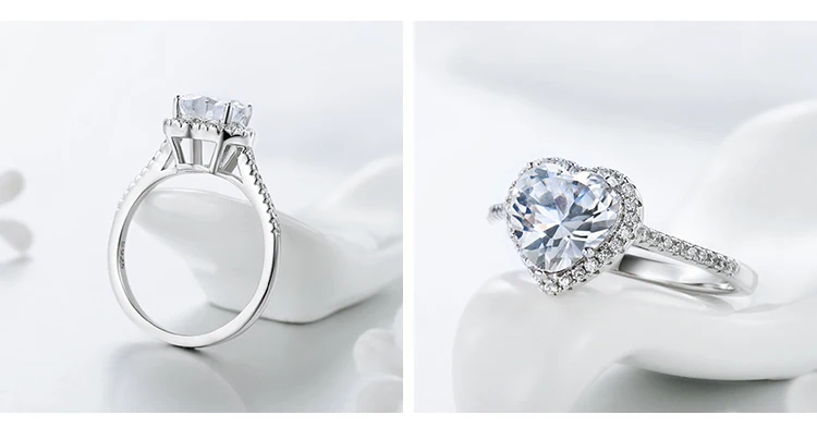 В форме сердца, 925 пробы, Серебряное Ювелирное кольцо, AAAAA, уровень CZ, обручальное кольцо, обручальные кольца для женщин и девочек, бижутерия с подарочной коробкой