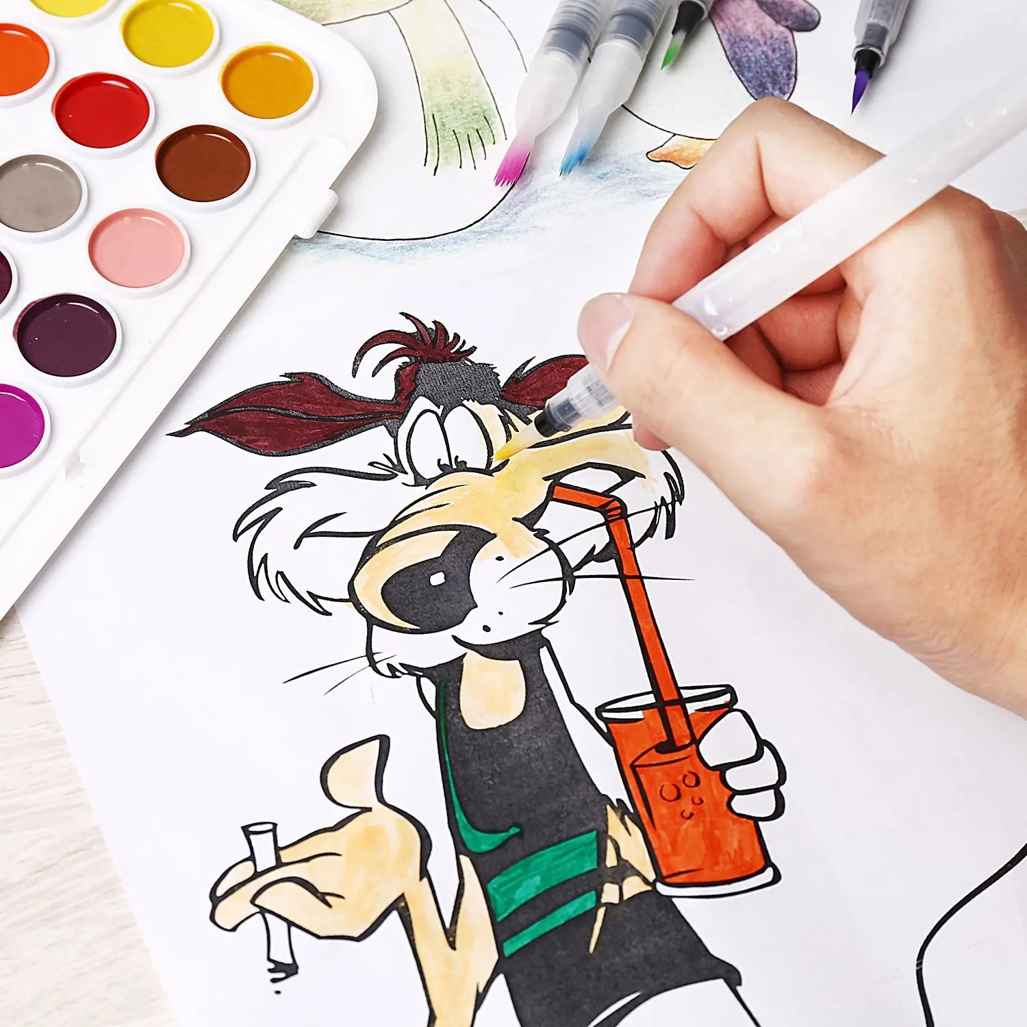 Água de Coloração Pincéis de Pintura de Lápis de Cor Solúvel em Água de Volta para a Escola de Arte Escova Canetas Aquarela Suprimentos 6 Pçs - Set 10 High Quality Material escolar e de escritório