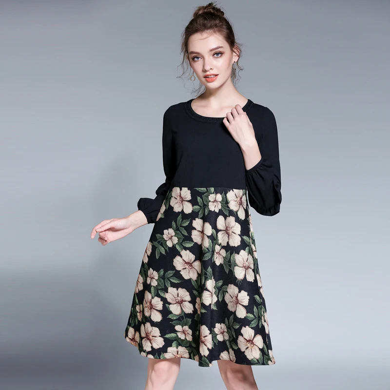 Women Dress Casual Party Knee length autumn spring Dresses Vestido 2017