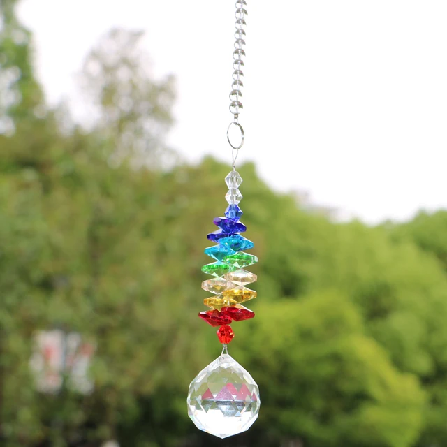 1Db Csakra Kristály Napsütői Csillár Kristályok Golyó Prizma Medál Szivárványkészítő Lógó Kaszkád Napsütők - Image 3