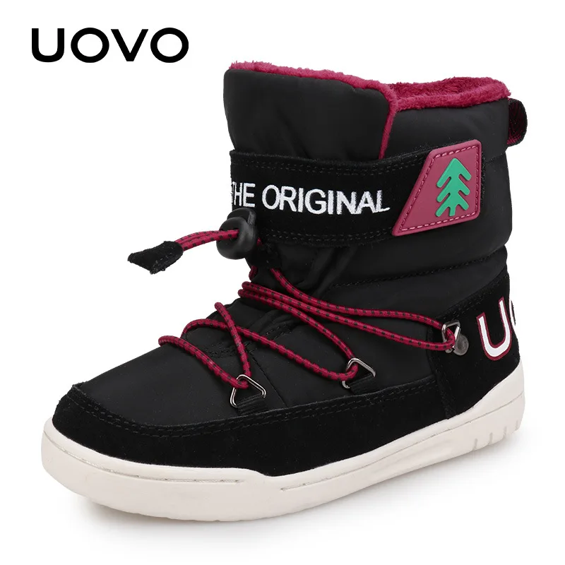 

UOVO Winter Snow Boots Kids 2018 New Fashion Children Warm Boots Boys And Girls Shoes With Plush Mid-Calf Boots Black Blue 29-37