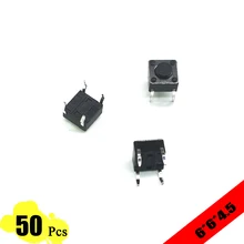 50pcs/lot 6*6*4.5 mm Interruptor 4 PIN Tactile Tact Push Button switch Micro Switch Direct Plug-in Self-reset Top Copper DIP